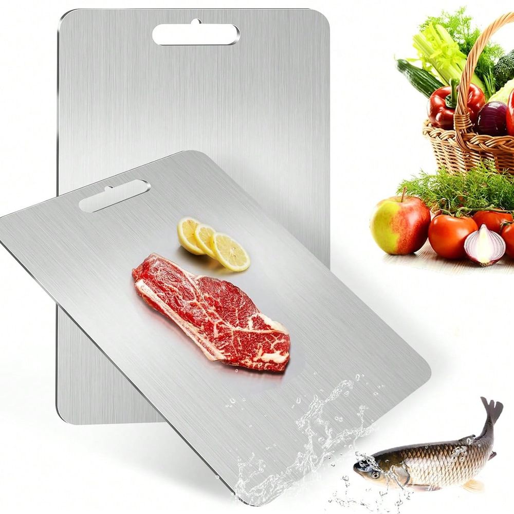 Bamboo Cutting Board - Stück Edelstahl-Schneidebretter, 304er Stahl, rutschfestes Schneidebrett