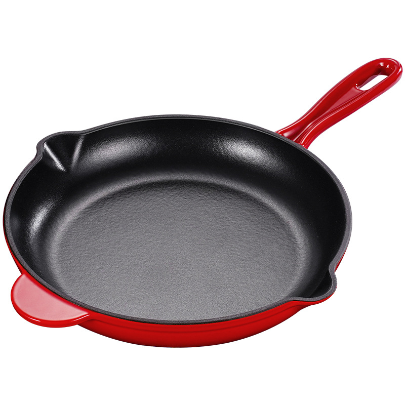 Cast Iron Skillet - Emaillierte Gusseisen pfanne Einhand-Doppel führungs auslauf