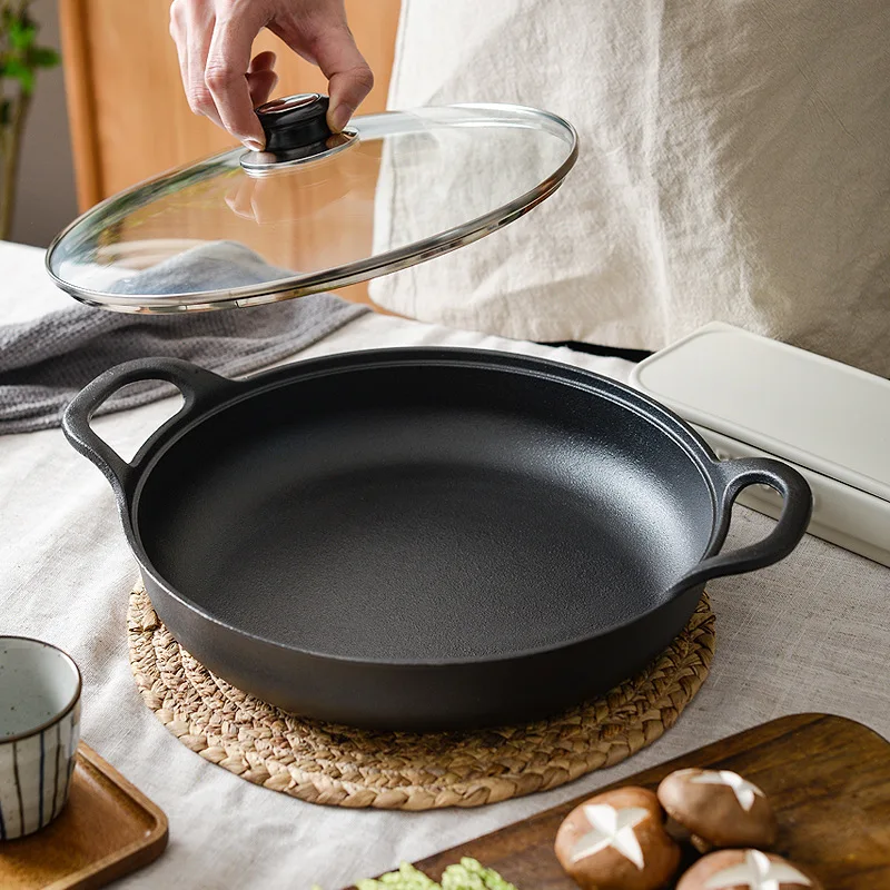 Cast Iron Skillet - Verdickte Gusseisen-Pfanne, unbeschichtete Antihaft-Pfanne für den