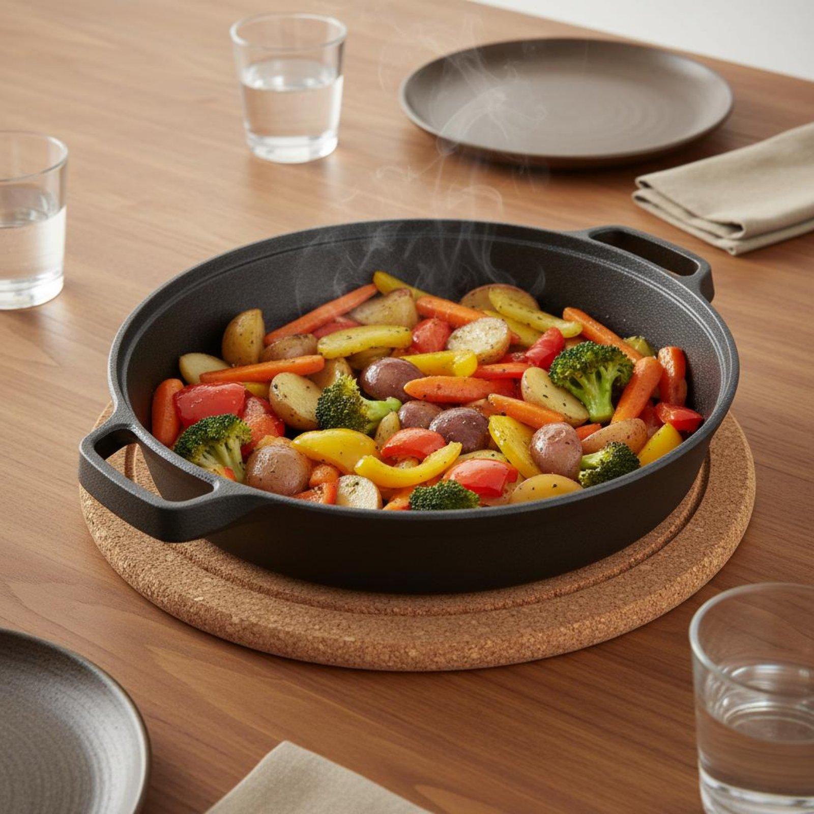 Cast Iron Skillet - Langlebige Gusseisen-Bratpfanne 30cm, Wärmespeichernde Pfanne für