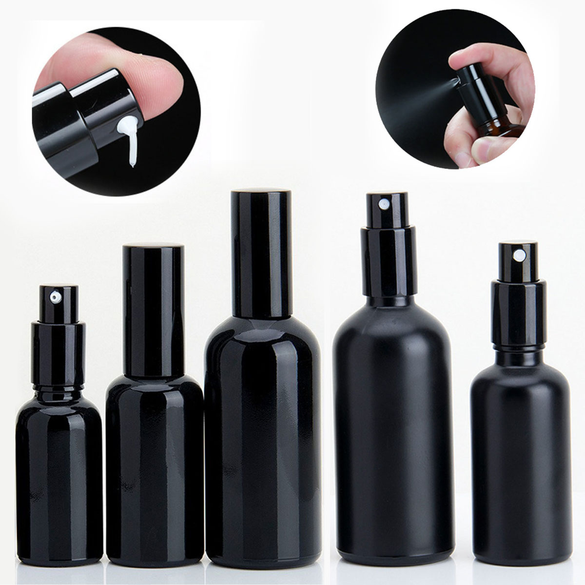 Oil Mister Spray Bottle - 10ml bis 100ml Schwarze Leere Glasflasche