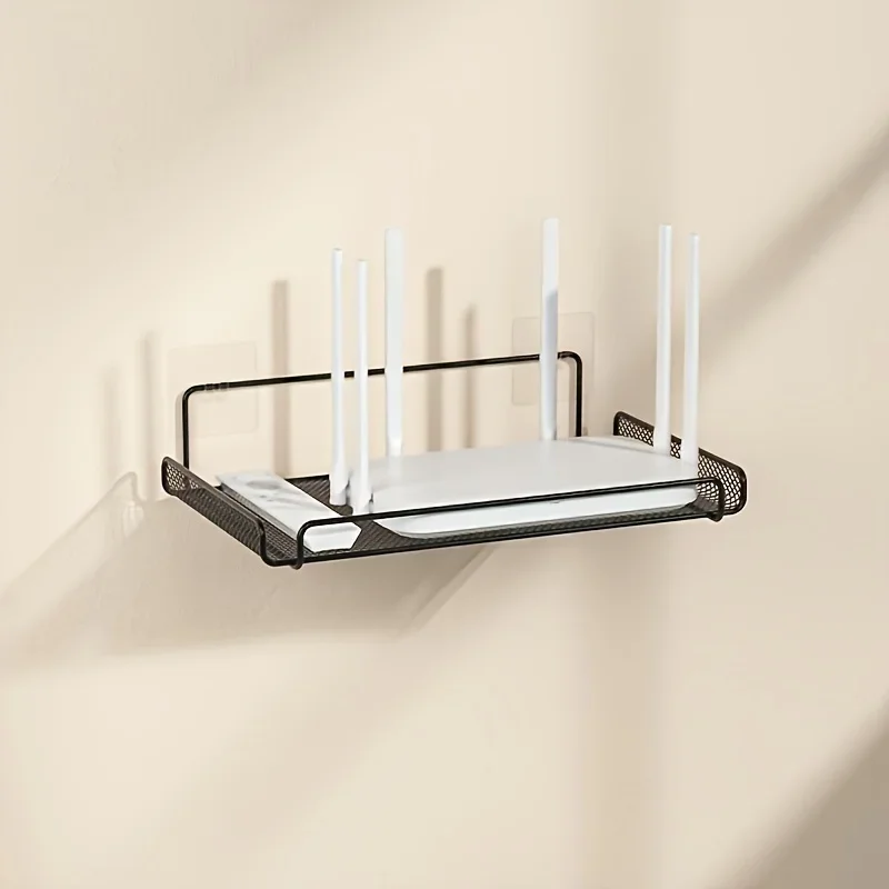 Kitchen Gadgets Plus - Edelstahl-Router-Regal ohne Bohren, WLAN-Wandhalterung, Router-Aufbewahrungsorganizer, Regal