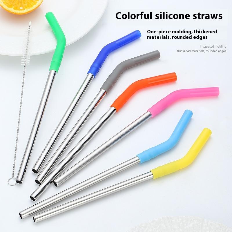 Kitchen Gadgets Design - 1Set Lange Edelstahl Stroh Mit Silikon